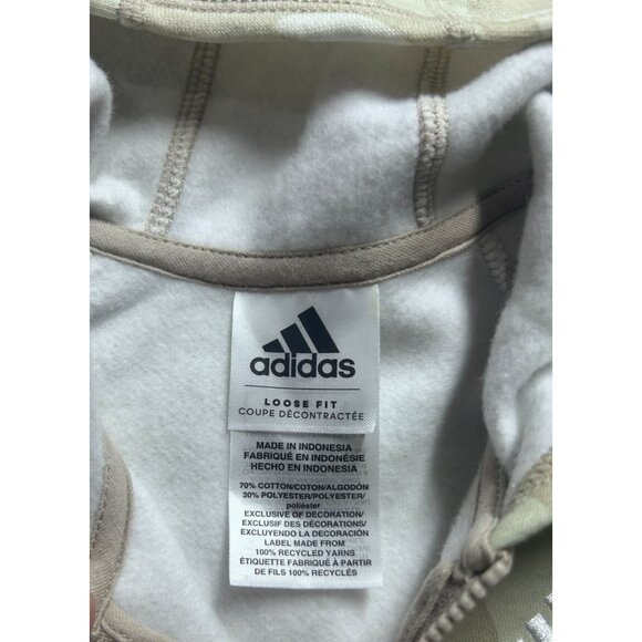 Adidas Camo Hoodie Girls Size Small Beige Loose‎ Fit With White Stripes NEW - Picture 5 of 8